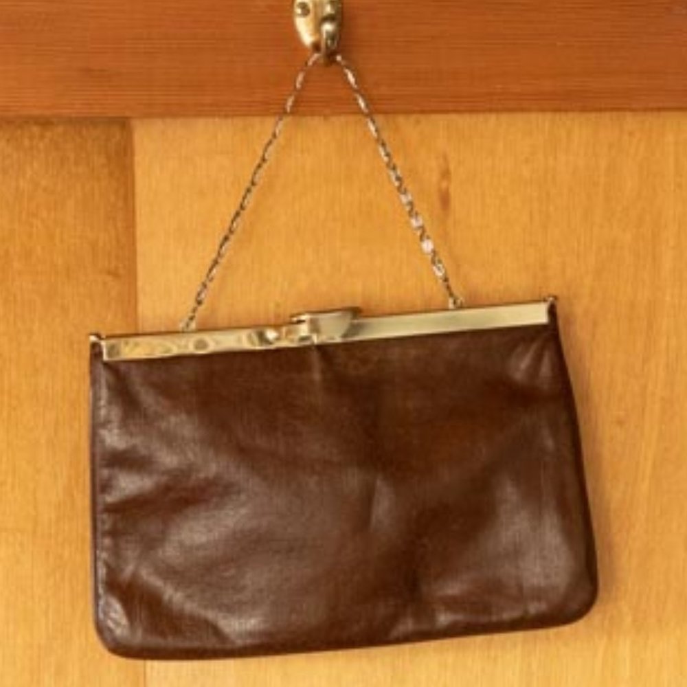VIN Etra Handmade Tobacco Brown Diamond Opening Evening Clutch 9.5x6.75"